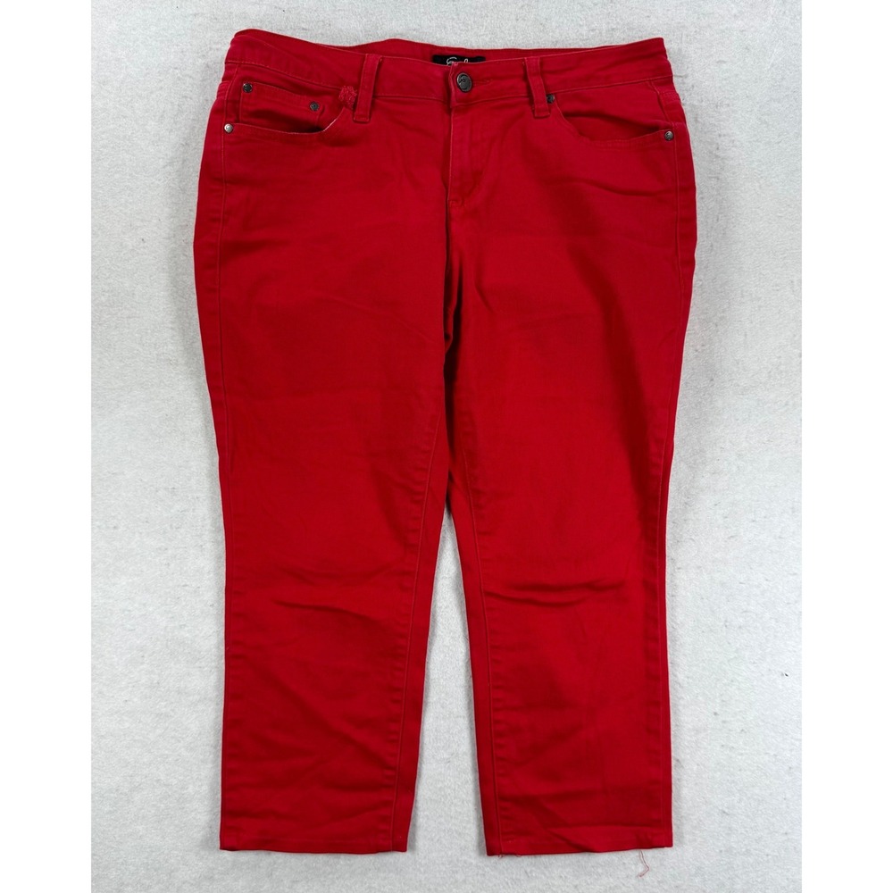 Earl Jean Red Skinny Ankle Pants Womens 12P Petite Stretch Denim Cropped Jeans